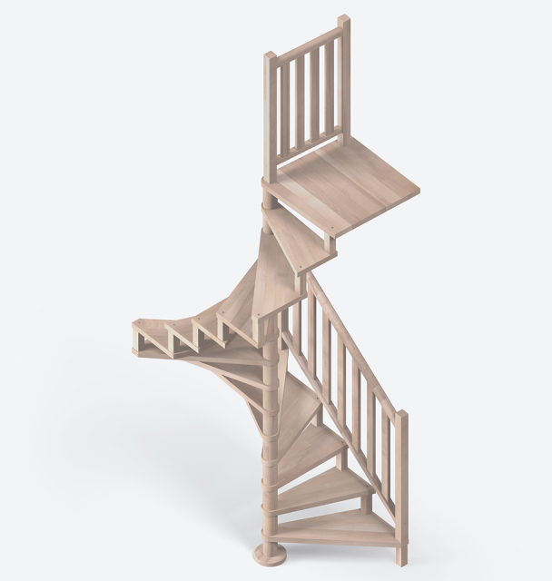 Escalera de caracol de madera SQUARE LUXE en haya Black