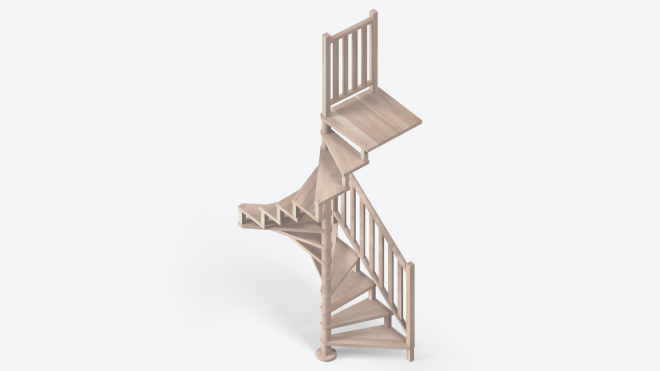 Wooden Spiral staircase SQUARE LUXE beech 