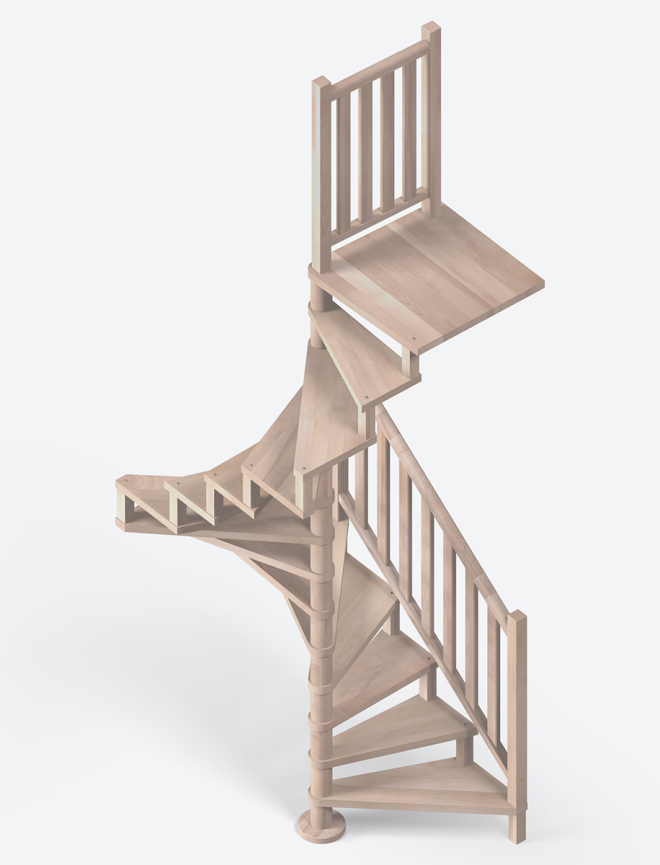 Escalera de caracol de madera SQUARE LUXE en haya Black