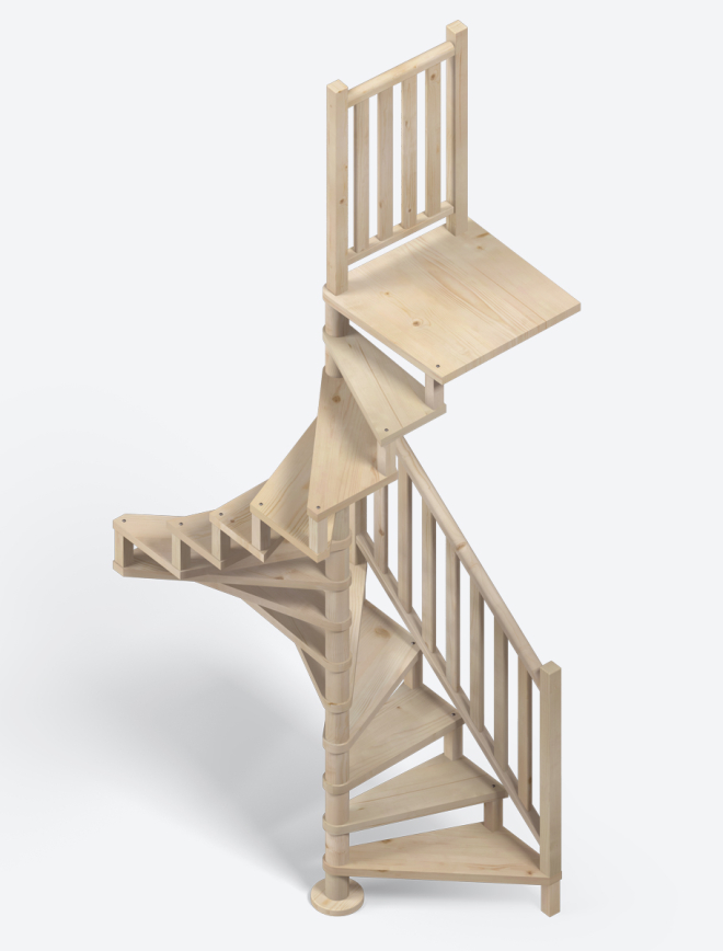 Wooden spiral staircase SQUARE WOOD spruce 