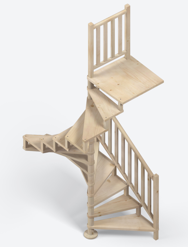 Wooden spiral staircase SQUARE WOOD spruce 