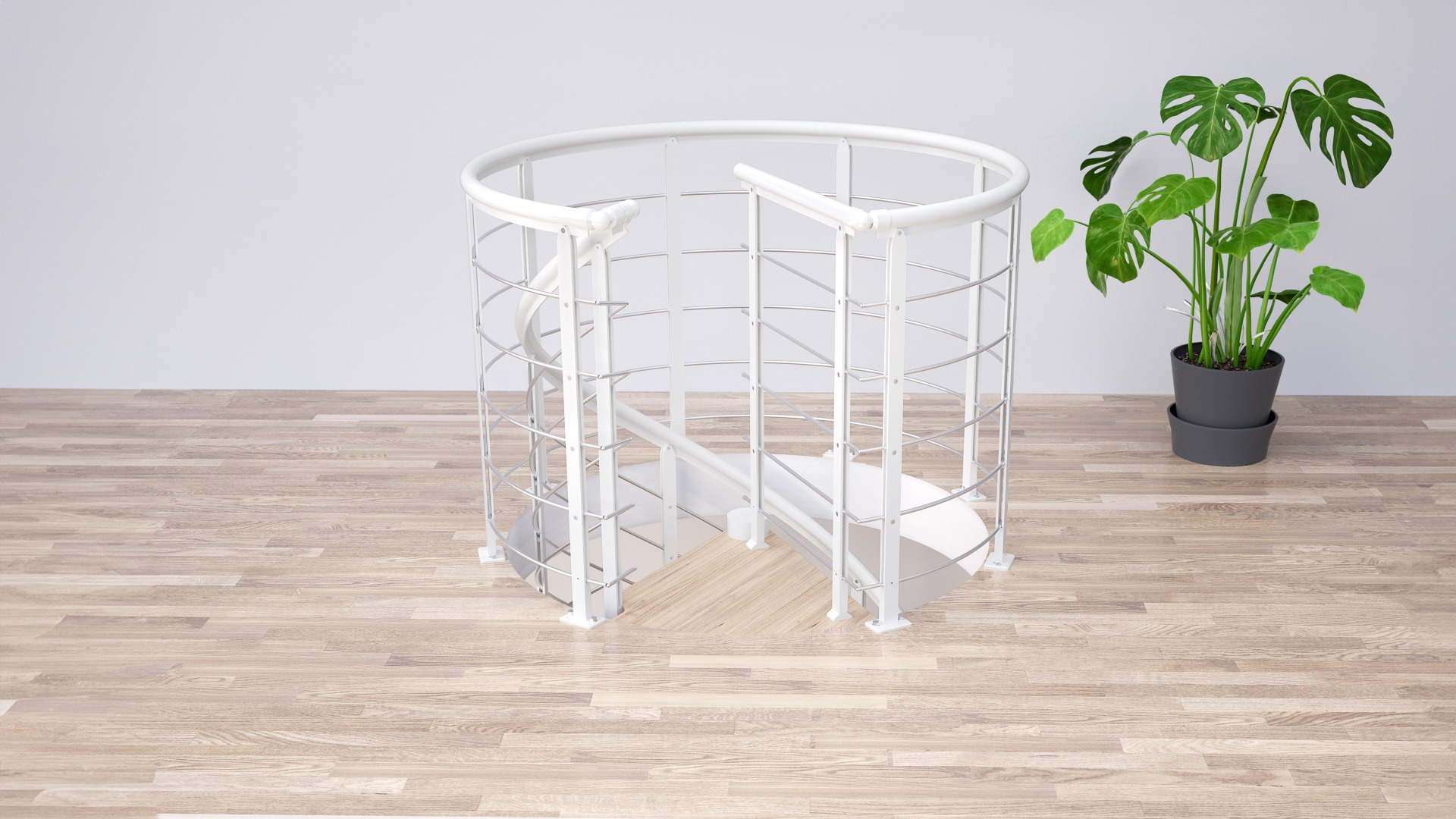 Landing banister spiral DESIGN-ROUND White RAL 9016