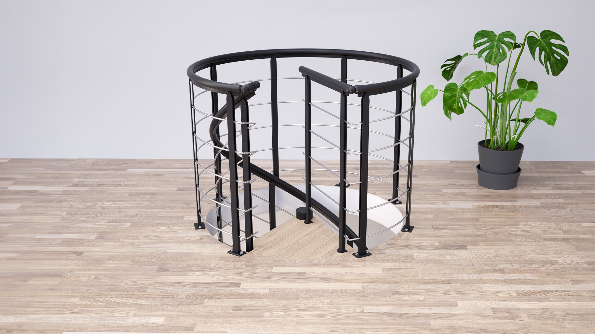 Landing banister spiral DESIGN-ROUND Black, RAL 9005