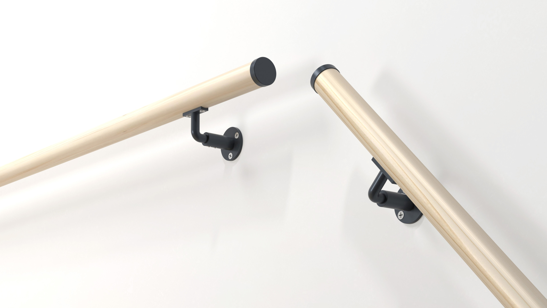 Handrail kit spruce R16 & R36 | NEW RONDO brackets Anthracite, RAL 7016